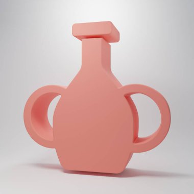 Pink Vase icon isolated on pink background. Minimalism concept. 3D render illustration .