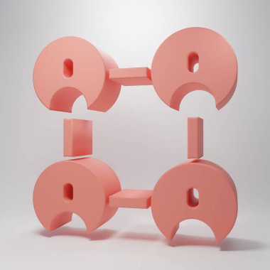 Pembe BFF ya da en iyi arkadaşlar pembe arka planda sonsuza dek izole edilmiş ikon. Minimalizm kavramı. 3 Boyutlu resimleme.