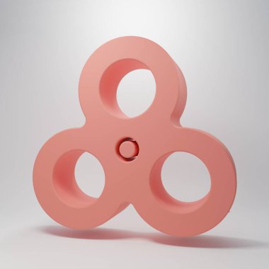 Pembe Fidget döndürme simgesi pembe arkaplanda izole edilmiş. Stres giderici oyuncak. Moda bir el çevirme makinesi. Minimalizm kavramı. 3 Boyutlu resimleme.