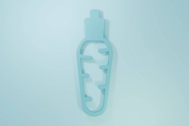 Mavi havuç simgesi mavi arkaplanda izole edilmiş. Minimalizm kavramı. 3 Boyutlu resimleme.