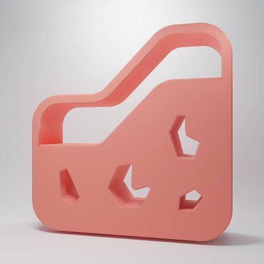 Pink Ground icon isolated on pink background. Minimalism concept. 3D render illustration.