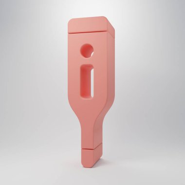 Tıbbi muayene ikonu için pembe medikal termometre pembe arka planda izole edilmiş. Minimalizm kavramı. 3 Boyutlu resimleme.