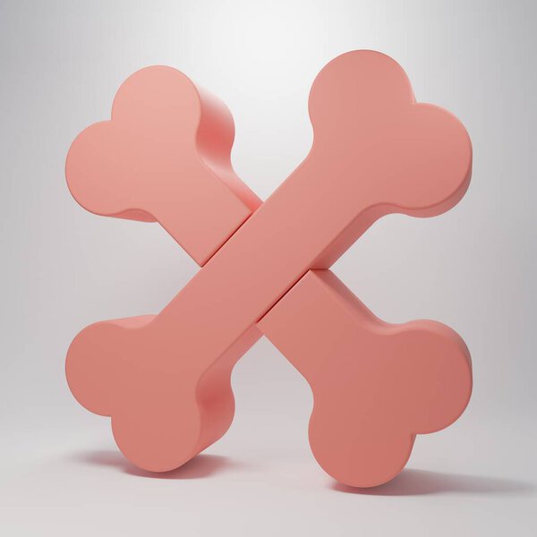 Розовые человеческие кости выделены на розовом фоне. Концепция минимализма. 3D-рендеринг.