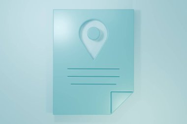 Mavi Belge izleme sistemi simgesi mavi arkaplanda izole edildi. Paket takibi. Minimalizm kavramı. 3 Boyutlu resimleme.