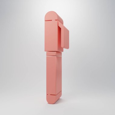 Pembe kalem simgesi pembe arkaplanda izole edilmiş. Minimalizm kavramı. 3 Boyutlu resimleme.