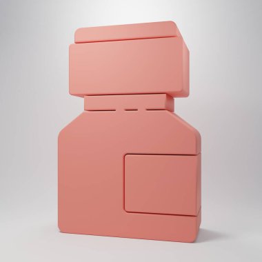 Pink Paint, gouache, jar, dye icon isolated on pink background. Minimalism concept. 3D render illustration.