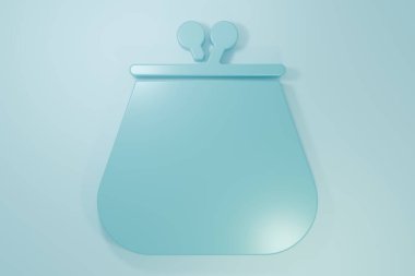 Blue Wallet icon isolated on blue background. Purse icon. Cash savings symbol. Minimalism concept. 3D render illustration.