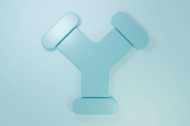 Mavi Sanayi metalik boru ikonu mavi arka planda izole edildi. Tesisat boru hattının farklı şekillerde parçaları. Minimalizm kavramı. 3 Boyutlu resimleme.