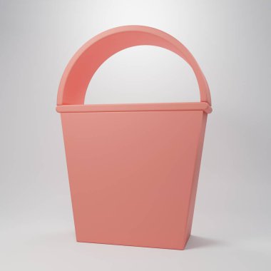 Pembe Ateş kovası ikonu pembe arka planda izole edilmiş. Metal kova boş ya da ateşle savaşmak için su var. Minimalizm kavramı. 3 Boyutlu resimleme.