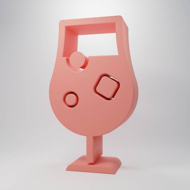 Pink Cocktail and alcohol drink icon isolated on pink background. Minimalism concept. 3D render illustration.
