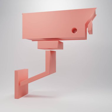 Pembe güvenlik kamerası ikonu pembe arka planda izole edilmiş. Minimalizm kavramı. 3 Boyutlu resimleme.