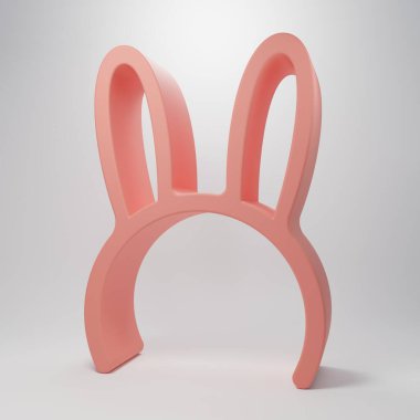 Pink Mask with long bunny ears icon isolated on pink background. Minimalism concept. 3D render illustration.
