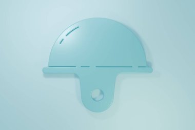 Mavi İşçi Kaskı simgesi mavi arka planda izole edildi. Minimalizm kavramı. 3 Boyutlu resimleme.