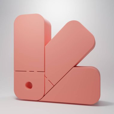 Pembe renk palet rehber simgesi pembe arkaplanda izole edilmiş. Minimalizm kavramı. 3 Boyutlu resimleme.