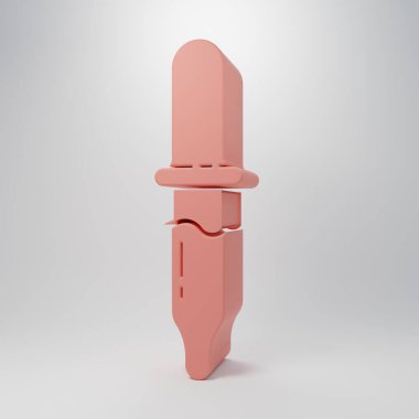 Pink Pipette icon isolated on pink background. Element of medical, chemistry lab equipment. Medicine symbol. Minimalism concept. 3D render illustration.