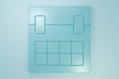 Mavi Takvim simgesi mavi arkaplanda izole edildi. Olay hatırlatma sembolü. Minimalizm kavramı. 3 Boyutlu resimleme.