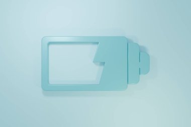 Mavi Batarya şarj seviyesi gösterge simgesi mavi arkaplanda izole edildi. Minimalizm kavramı. 3 Boyutlu resimleme.