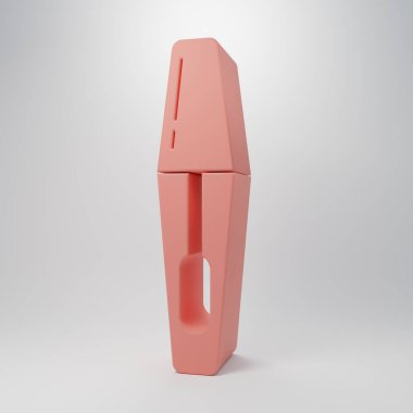 Pembe Mascara fırça ikonu pembe arka planda izole edilmiş. Minimalizm kavramı. 3 Boyutlu resimleme.