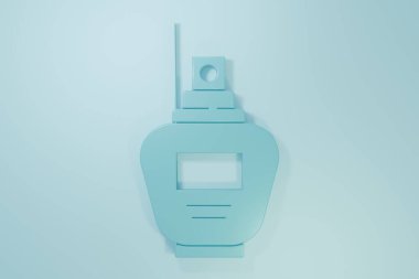 Mavi Parfüm ikonu mavi arkaplanda izole edilmiş. Minimalizm kavramı. 3 Boyutlu resimleme.