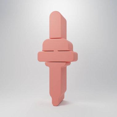 Pink Pipette icon isolated on pink background. Element of medical, cosmetic, chemistry lab equipment. Minimalism concept. 3D render illustration.