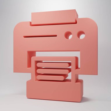 Pembe yazıcı simgesi pembe arkaplanda izole edilmiş. Minimalizm kavramı. 3 Boyutlu resimleme.