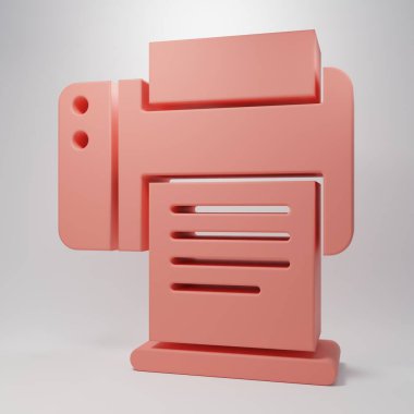 Pembe yazıcı simgesi pembe arkaplanda izole edilmiş. Minimalizm kavramı. 3 Boyutlu resimleme.