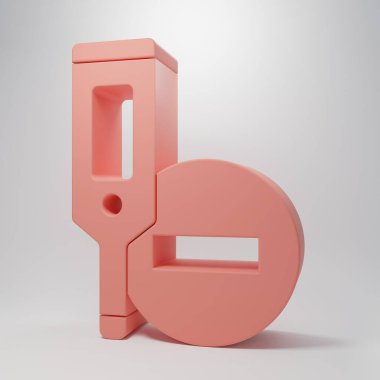 Tıbbi muayene ikonu için pembe medikal termometre pembe arka planda izole edilmiş. Minimalizm kavramı. 3 Boyutlu resimleme.