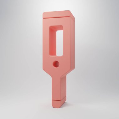 Tıbbi muayene ikonu için pembe medikal termometre pembe arka planda izole edilmiş. Minimalizm kavramı. 3 Boyutlu resimleme.