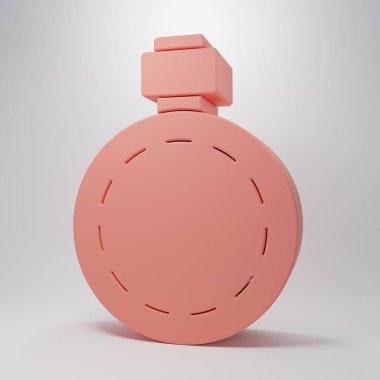 Pembe kantin su şişesi ikonu pembe arka planda izole edilmiş. Turist matarası ikonu. Kampanyada bir kavanoz su kullanıldı. Minimalizm kavramı. 3 Boyutlu resimleme.