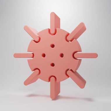 Pink Naval mine icon isolated on pink background. Sea bomb. Minimalism concept. 3D render illustration.