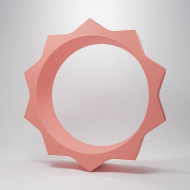 Pembe Güneş simgesi pembe arkaplanda izole edilmiş. Minimalizm kavramı. 3 Boyutlu resimleme.