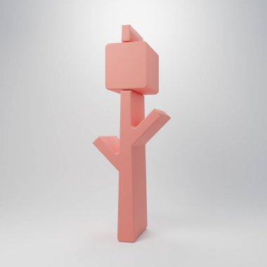 Pink Marshmallow on stick icon isolated on pink background. Minimalism concept. 3D render illustration.
