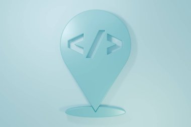 Blue Web design and front end development icon isolated on blue background. Minimalism concept. 3D render illustration.