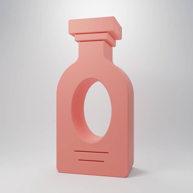 Pembe Alkol içeceği pembe arka planda izole edilmiş rom şişesi ikonu. Minimalizm kavramı. 3 Boyutlu resimleme.