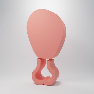 Pembe tavuk bacağı ikonu pembe arka planda izole edilmiş. Tavuk budu. Minimalizm kavramı. 3 Boyutlu resimleme.
