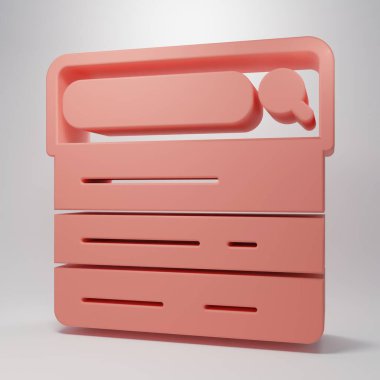 Pink Search engine icon isolated on pink background. Minimalism concept. 3D render illustration.