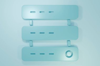 Mavi Sunucu, Data, Web sunucu simgesi mavi arkaplanda izole edildi. Minimalizm kavramı. 3 Boyutlu resimleme.