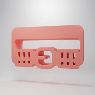 Pink Hunting cartridge belt with cartridges icon isolated on pink background. Bandolier sign. Hunter equipment, armament. Minimalism concept. 3D render illustration.