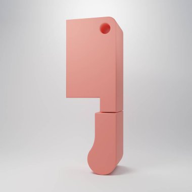 Pink Meat chopper icon isolated on pink background. Butcher knife. Kitchen knife for meat. Butcher knife. Minimalism concept. 3D render illustration.