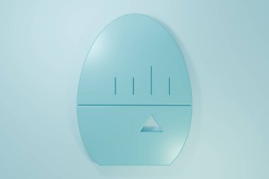 Mavi Mutfak zamanlayıcı simgesi mavi arkaplanda izole edildi. Yumurta zamanlayıcısı. Mutfak aletleri. Minimalizm kavramı. 3 Boyutlu resimleme.