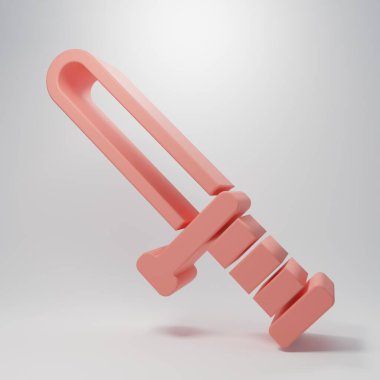 Pembe polis kauçuk çubuk ikonu pembe arka planda izole edilmiş. Kauçuk copu. Polis yarasası. Polis ekipmanları. Minimalizm kavramı. 3 Boyutlu resimleme.