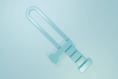 Mavi Polis lastik cop ikonu mavi arkaplanda izole edildi. Kauçuk copu. Polis yarasası. Polis ekipmanları. Minimalizm kavramı. 3 Boyutlu resimleme.