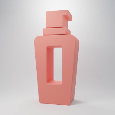Pink Bottle of shampoo icon isolated on pink background. Minimalism concept. 3D render illustration.