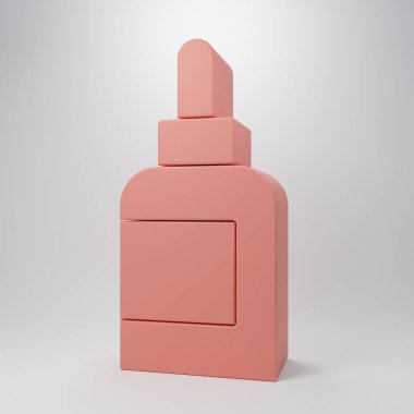 Pembe Krem ya da losyon kozmetik tüp ikonu pembe arka planda izole edilmiş. Kadınlar için vücut bakım ürünleri. Minimalizm kavramı. 3 Boyutlu resimleme.