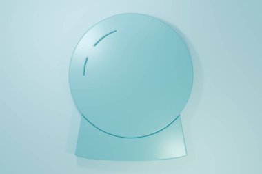 Mavi sihirli top ikonu mavi arkaplanda izole edildi. Kristal küre. Minimalizm kavramı. 3 Boyutlu resimleme.