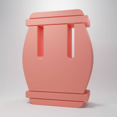 Pembe Davul simgesi pembe arka planda izole edilmiş. Müzik işareti. Müzik aleti sembolü. Minimalizm kavramı. 3 Boyutlu resimleme.