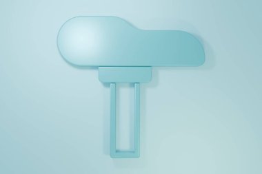 Mavi bisiklet koltuğu simgesi mavi arkaplanda izole edilmiş. Bisiklet eyeri. Minimalizm kavramı. 3 Boyutlu resimleme.