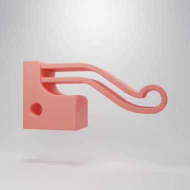 Pembe bisiklet fren ikonu pembe arka planda izole edilmiş. Minimalizm kavramı. 3 Boyutlu resimleme.