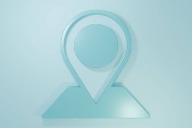 Blue Location icon isolated on blue background. World or Earth sign. Minimalism concept. 3D render illustration .