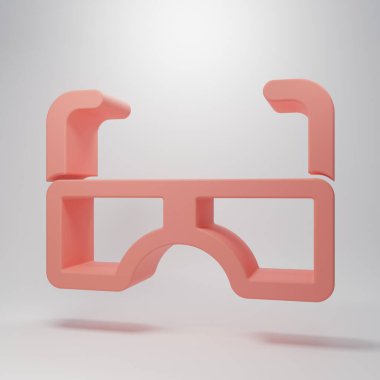 Pembe Gözlük simgesi pembe arka planda izole edilmiş. Gözlük çerçevesi sembolü. Minimalizm kavramı. 3 Boyutlu resimleme.